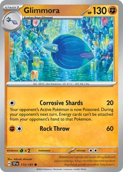 Glimmora Pokemon card from Surging Sparks, card number 115