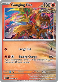 Gouging Fire Pokemon card from Surging Sparks, card number 38