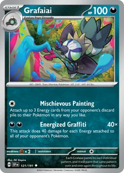 Grafaiai Pokemon card from Surging Sparks, card number 121