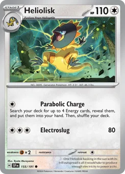 Heliolisk Pokemon card from Surging Sparks, card number 155