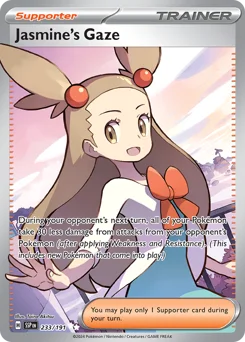 Jasmine's Gaze Pokemon card from Surging Sparks, card number 233