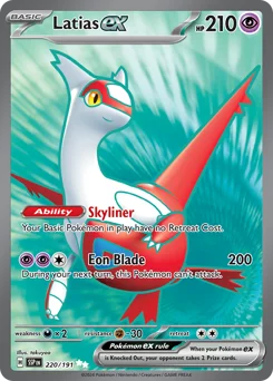 Latias ex Pokemon card from Surging Sparks, card number 220