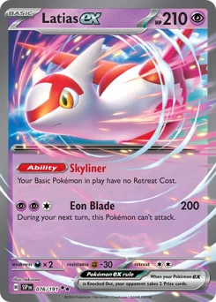 Latias ex Pokemon card from Surging Sparks, card number 76