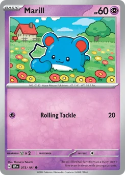 Marill Pokemon card from Surging Sparks, card number 73