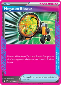 Megaton Blower Pokemon card from Surging Sparks, card number 182