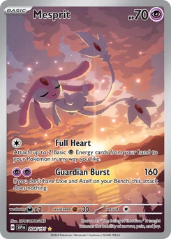 Mesprit Pokemon card from Surging Sparks, card number 204
