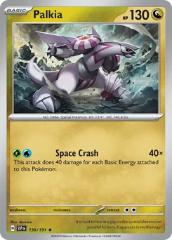 Palkia Pokemon card from Surging Sparks, card number 136