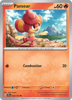 Pansear Pokemon card from Surging Sparks, card number 22