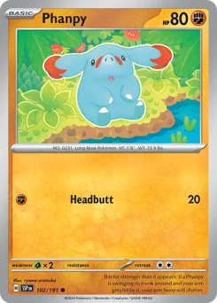 Phanpy Pokemon card from Surging Sparks, card number 102