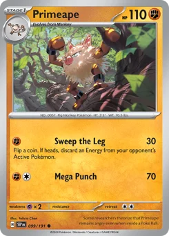 Primeape Pokemon card from Surging Sparks, card number 99