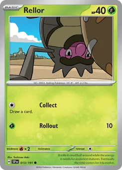 Rellor Pokemon card from Surging Sparks, card number 13