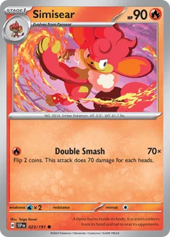 Simisear Pokemon card from Surging Sparks, card number 23