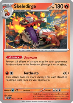Skeledirge Pokemon card from Surging Sparks, card number 31