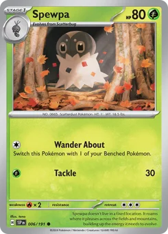 Spewpa Pokemon card from Surging Sparks, card number 6