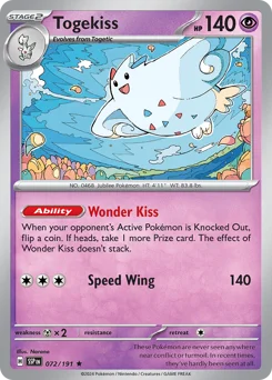 Togekiss Pokemon card from Surging Sparks, card number 72