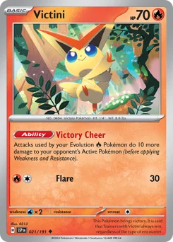 Victini Pokemon card from Surging Sparks, card number 21