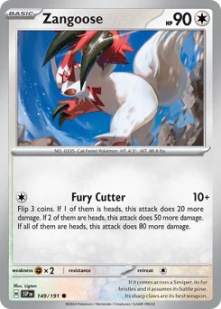 Zangoose Pokemon card from Surging Sparks, card number 149