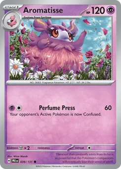 Aromatisse Pokemon card from Prismatic Evolutions, card number 39
