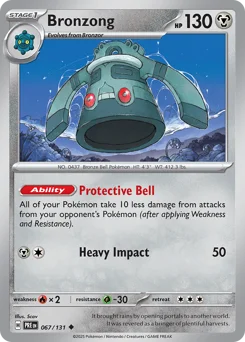 Bronzong Pokemon card from Prismatic Evolutions, card number 67