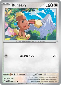 Buneary Pokemon card from Prismatic Evolutions, card number 83