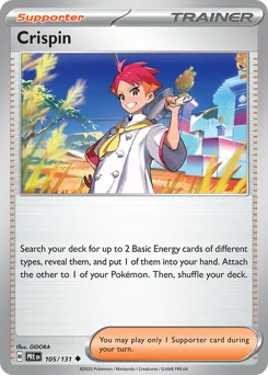 Crispin Pokemon card from Prismatic Evolutions, card number 105