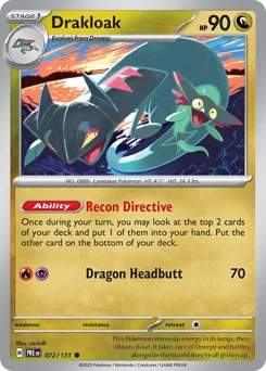 Drakloak Pokemon card from Prismatic Evolutions, card number 72