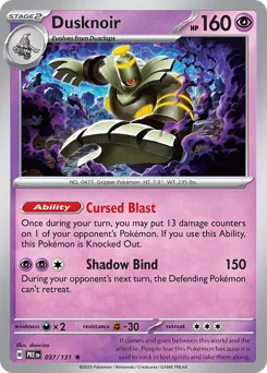 Dusknoir Pokemon card from Prismatic Evolutions, card number 37