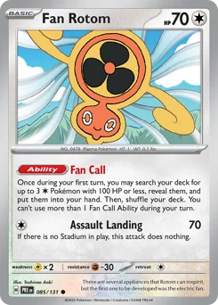 Fan Rotom Pokemon card from Prismatic Evolutions, card number 85