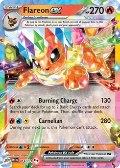 Flareon ex Pokemon card from Prismatic Evolutions, card number 14