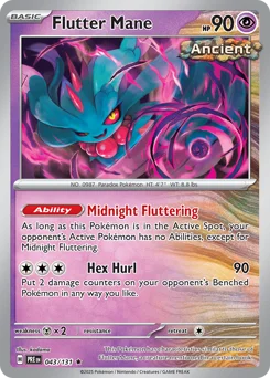 Flutter Mane Pokemon card from Prismatic Evolutions, card number 43