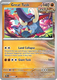 Great Tusk Pokemon card from Prismatic Evolutions, card number 55