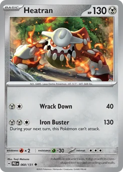 Heatran Pokemon card from Prismatic Evolutions, card number 68