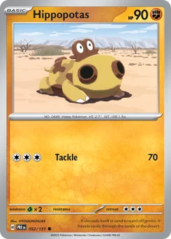 Hippopotas Pokemon card from Prismatic Evolutions, card number 52