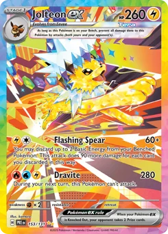 Jolteon ex Pokemon card from Prismatic Evolutions, card number 153