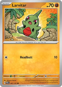 Larvitar Pokemon card from Prismatic Evolutions, card number 47