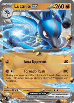 Lucario ex Pokemon card from Prismatic Evolutions, card number 51