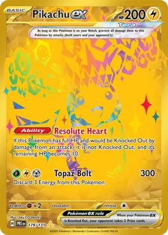 Pikachu ex Pokemon card from Prismatic Evolutions, card number 179