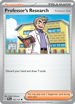 Professor's Research Pokemon card from Prismatic Evolutions, card number 122