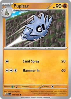 Pupitar Pokemon card from Prismatic Evolutions, card number 48