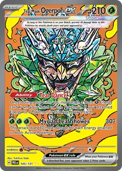 Teal Mask Ogerpon ex Pokemon card from Prismatic Evolutions, card number 145