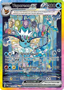 Vaporeon ex Pokemon card from Prismatic Evolutions, card number 149