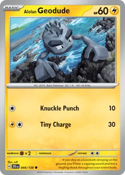 Alolan Geodude Pokemon card from Journey Together, card number 44
