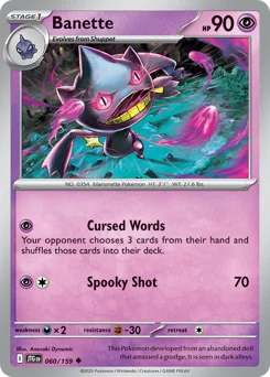 Banette Pokemon card from Journey Together, card number 60