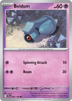 Beldum Pokemon card from Journey Together, card number 61