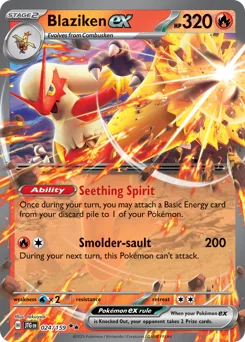 Blaziken ex Pokemon card from Journey Together, card number 24