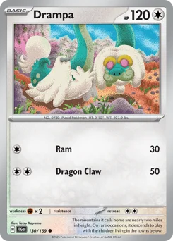 Drampa Pokemon card from Journey Together, card number 130