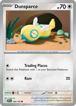 Dunsparce Pokemon card from Journey Together, card number 120