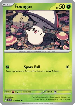 Foongus Pokemon card from Journey Together, card number 10