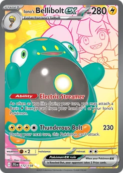 Iono's Bellibolt ex Pokemon card from Journey Together, card number 172
