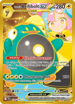 Iono's Bellibolt ex Pokemon card from Journey Together, card number 188
